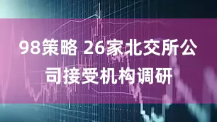 98策略 26家北交所公司接受机构调研