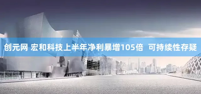 创元网 宏和科技上半年净利暴增105倍  可持续性存疑
